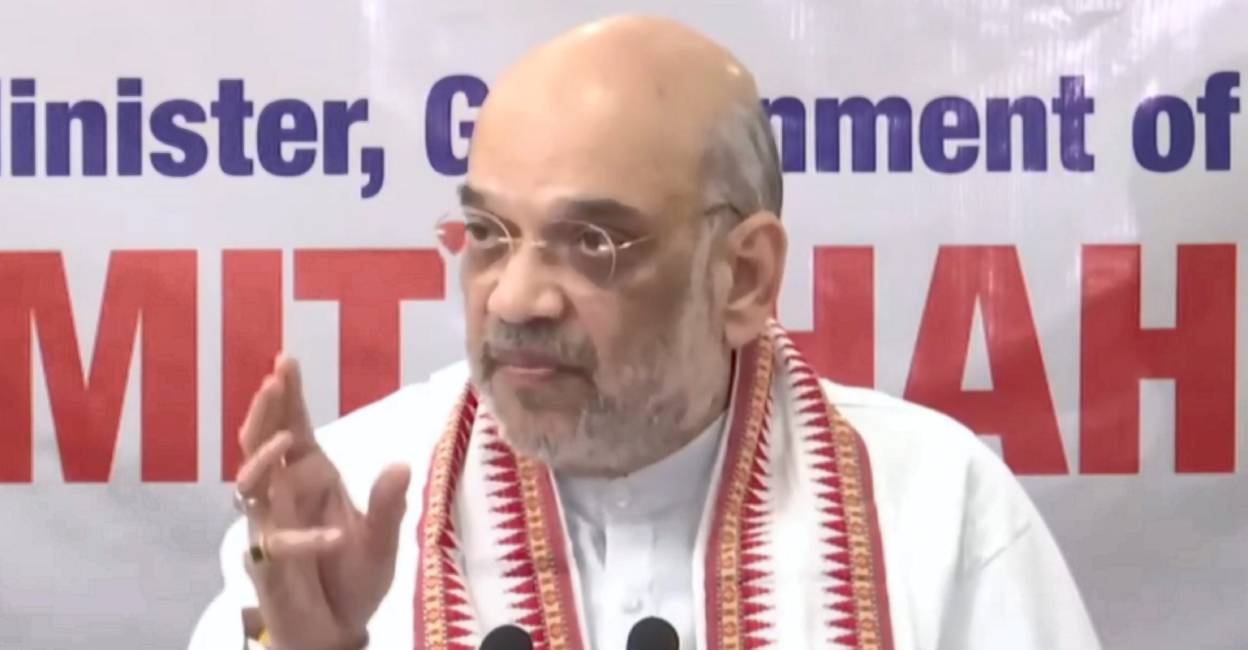 Union Home Minister Amit Shah addresses a press conference, in Imphal, Manipur. Photo: PTI