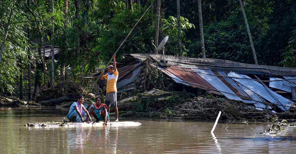 PTI06_23_2023_000259A So far, three persons have lost their lives in this year's first wave of flood in different parts of the state. Photo: PTI