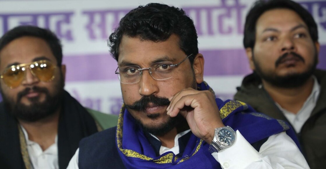 chandrashekhar-azad Bhim Army Chief Chandrashekhar Azad addresses a press conference, in Lucknow on Saturday, January 15, 2022. Photo: IANS
