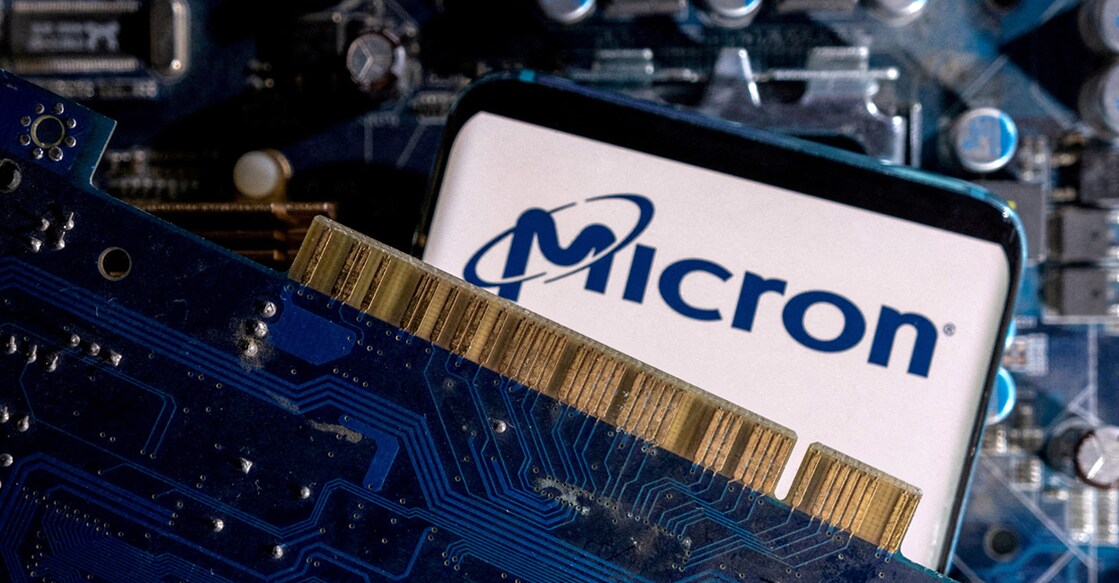 A smartphone with a displayed Micron logo is placed on a computer motherboard in this illustration taken March 6, 2023. Photo: REUTERS/Dado Ruvic/Illustration/File Photo/File Photo