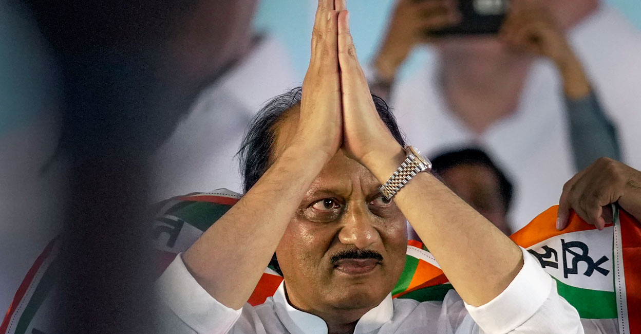 PTI07_05_2023_000063A Maharashtra Deputy Chief Minister and NCP leader Ajit Pawar during the party meeting at MET Bandra, in Mumbai. Photo: PTI
