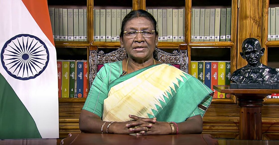 President Droupadi Murmu addresses the nation on the eve of the 77th Independence Day. Photo: PTI