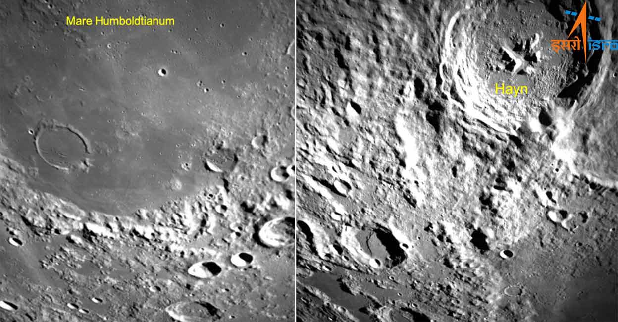 chandrayaan-moon-photos Lunar far side area captured by the Lander Hazard Detection and Avoidance Camera (LHDAC) onboard ISRO's 'Chandrayaan-3', on Saturday, Aug. 19, 2023. Photo: PTI