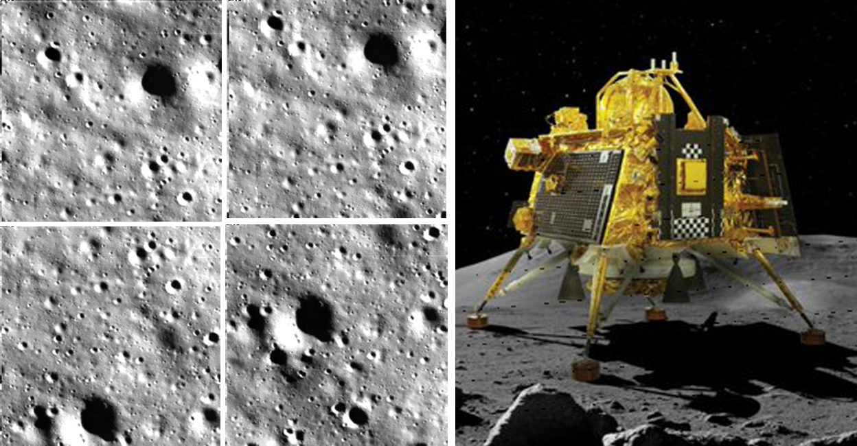 chandrayaan-3-moon-images The images captured on Chandrayaan's (graphic shared by ISRO) lander horizontal velocity camera were taken during the descent. Photos: ISRO