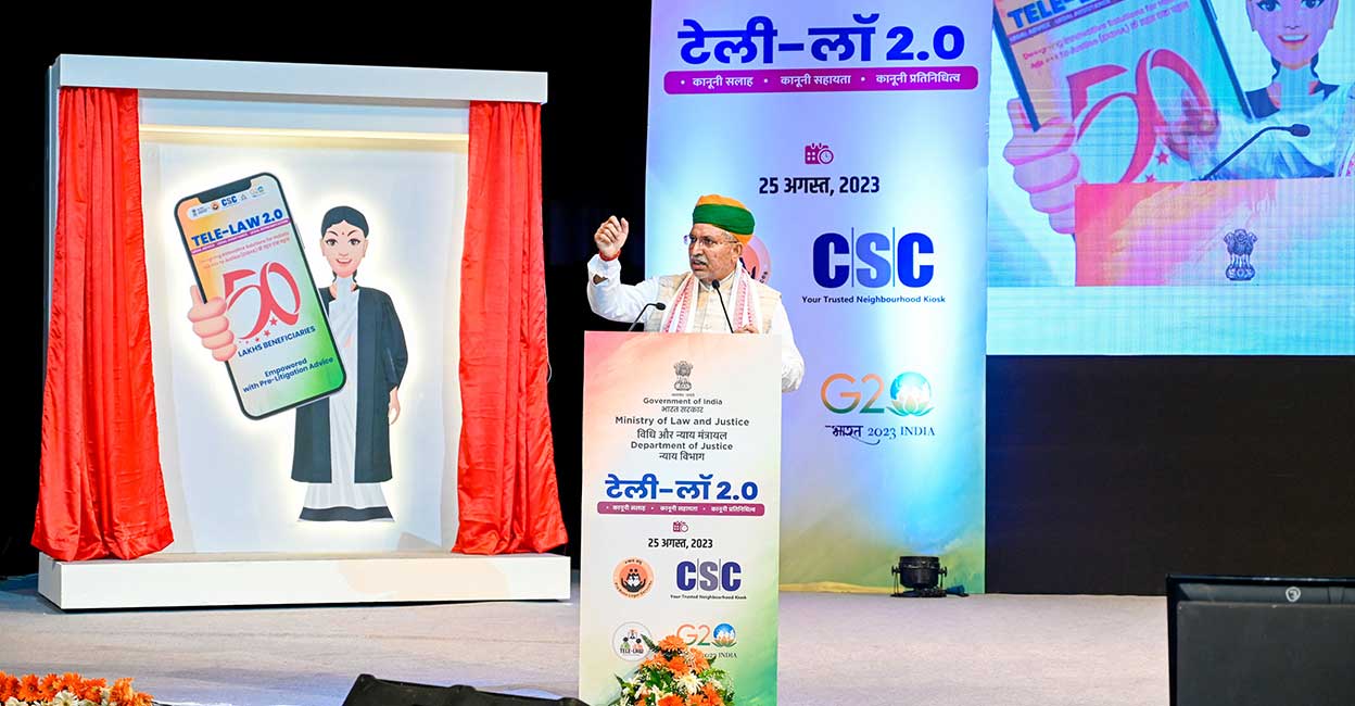tele-law The renewed scheme integrates the legal advice service with legal representation services under the Nyaya Bandhu programme. Photo: Twitter / @arjunrammeghwal