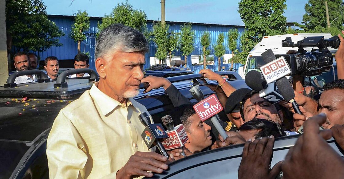 Former Andhra Pradesh Chief Minister N Chandrababu Naidu being taken to Vijaywada after his arrest from Nandyal in the Skill Development Corporation scam, in Nandyal district. Photo: PTI
