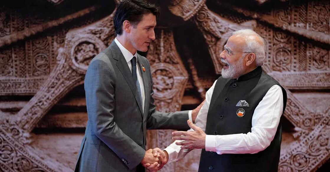 Indian Prime Minister Narendra Modi welcomes Canada Prime Minister Justin Trudeau upon his arrival at Bharat Mandapam convention center for the G20 Summit, in New Delhi, India, Saturday, Sept. 9, 2023. File photo: Evan Vucci/Pool via REUTERS