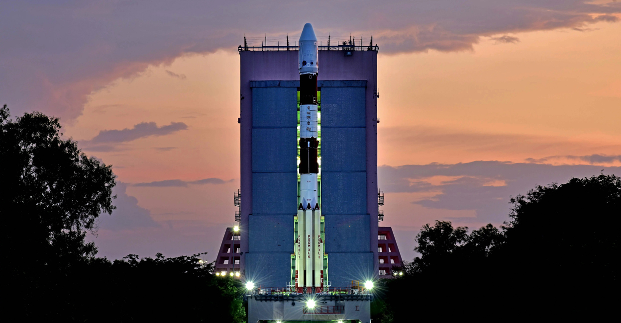 PSLV-C57 carrying the 'Aditya-L1' spacecraft at its final phase ahead of its launch on Sept. 2, 20223. Photo PTI
