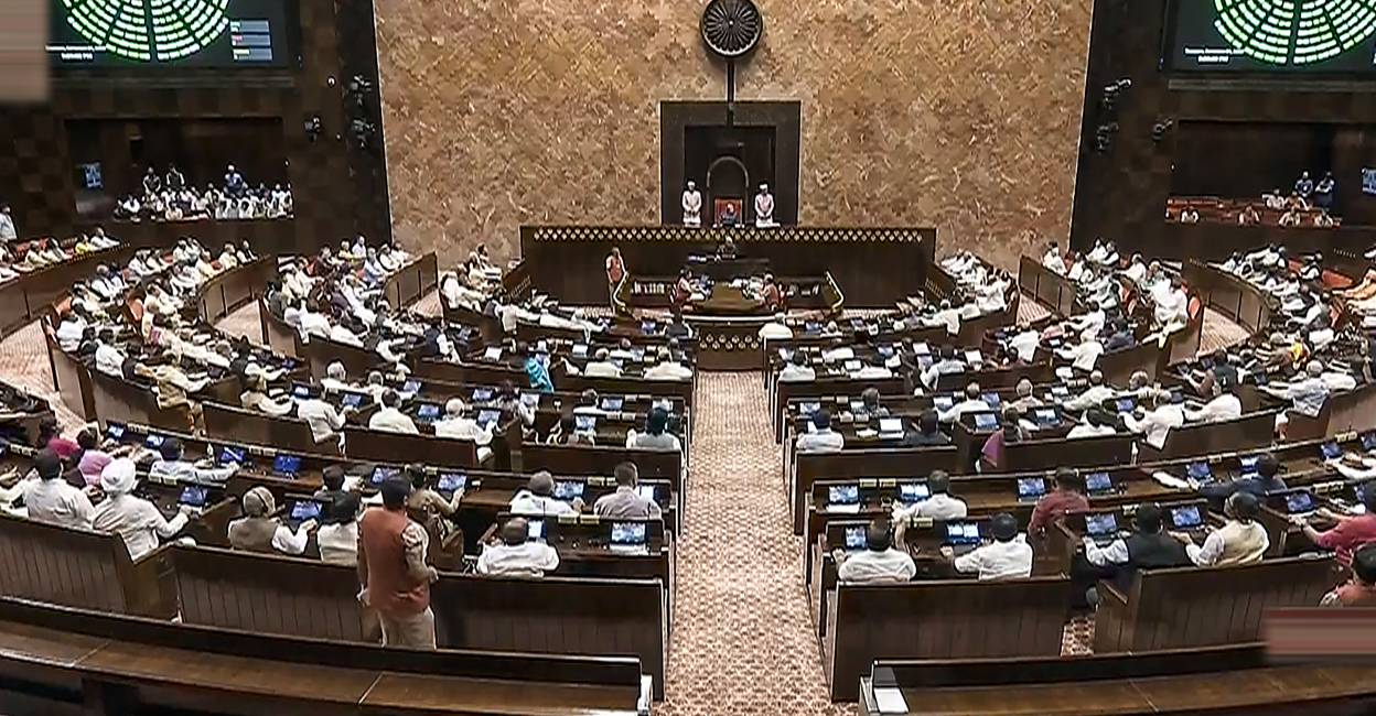 rajya-sabha-c View of the Rajya Sabha during division for the passage of the Women's Reservation Bill in the special session of the Parliament. Photo: PTI