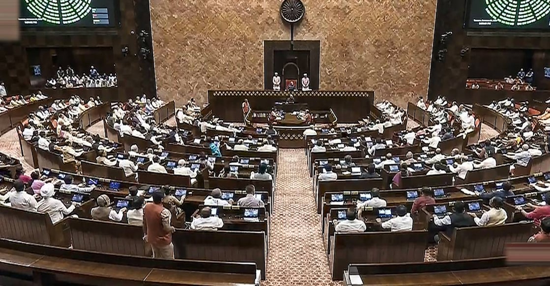 View of the Rajya Sabha during division for the passage of the Women's Reservation Bill in the special session of the Parliament. Photo: PTI
