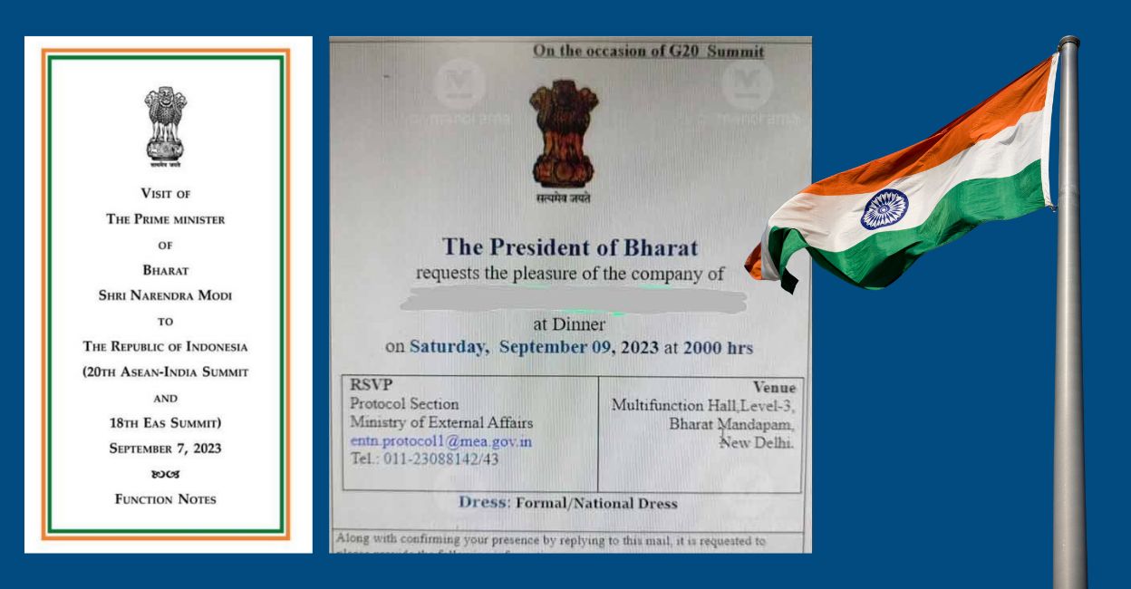 (1) A document related to Narendra Modi's visit to Indonesia refers to him as the 'Prime Minister of Bharat'; (2) A G20 invite for a dinner on September 9 in the name of the "President of Bharat" Photos: X