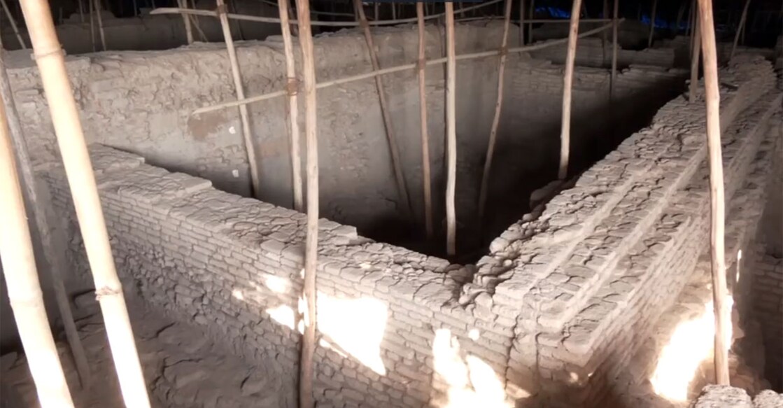 A screengrab of an excavation site at Vadnagar in Gujarat. Photo: X/@DDNewslive
