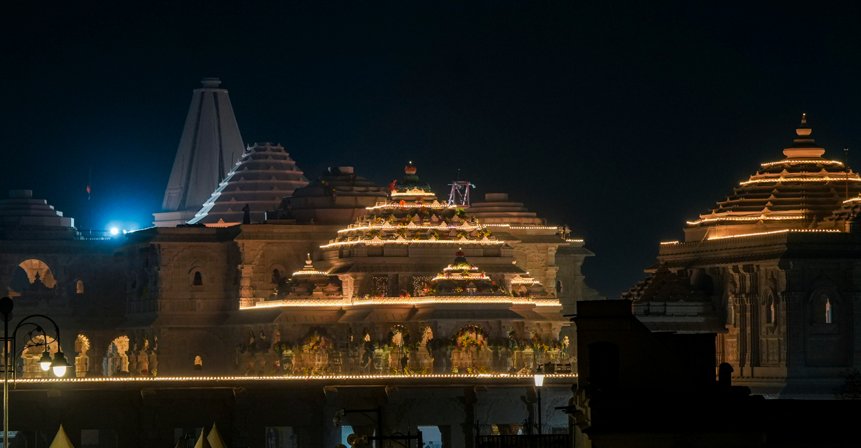Ram Temple ahead of its consecration ceremony, in Ayodhya. Photo: PTI
