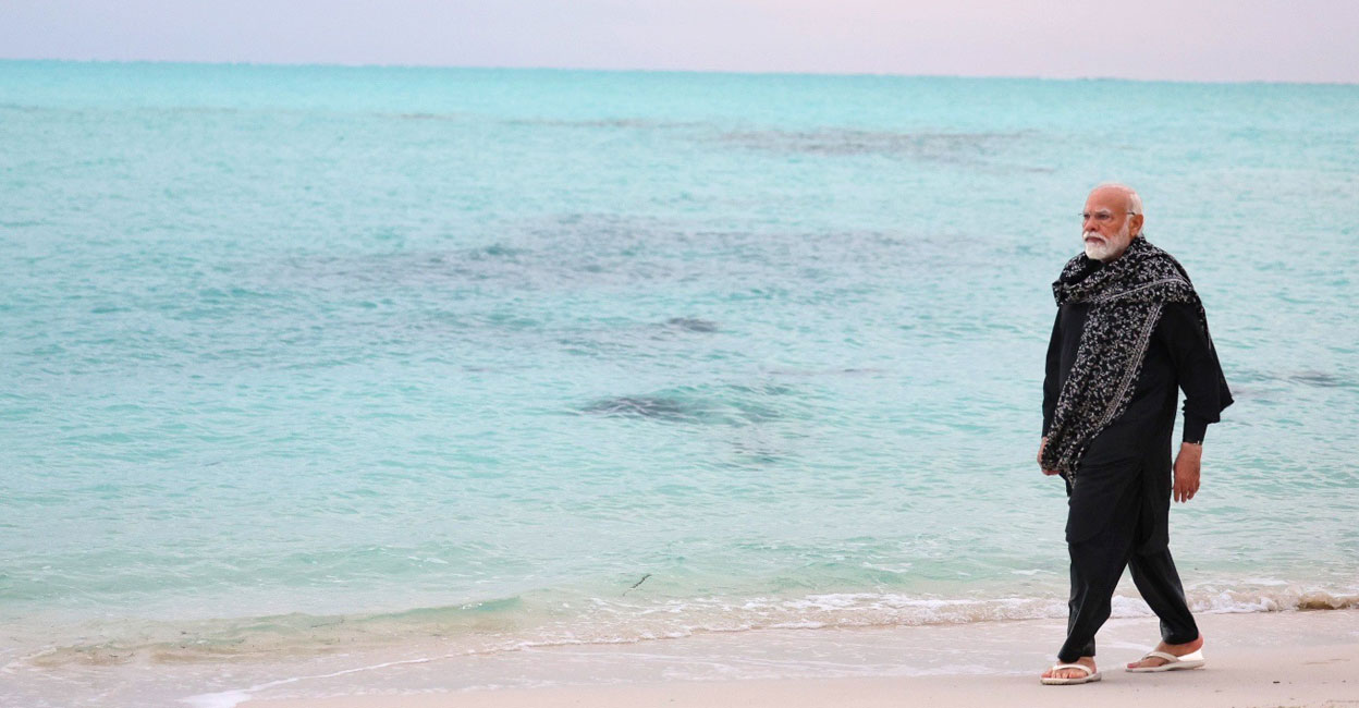 Indian Prime Minister Narendra Modi during his visit to Lakshadweep. Photo: X/@narendramodi