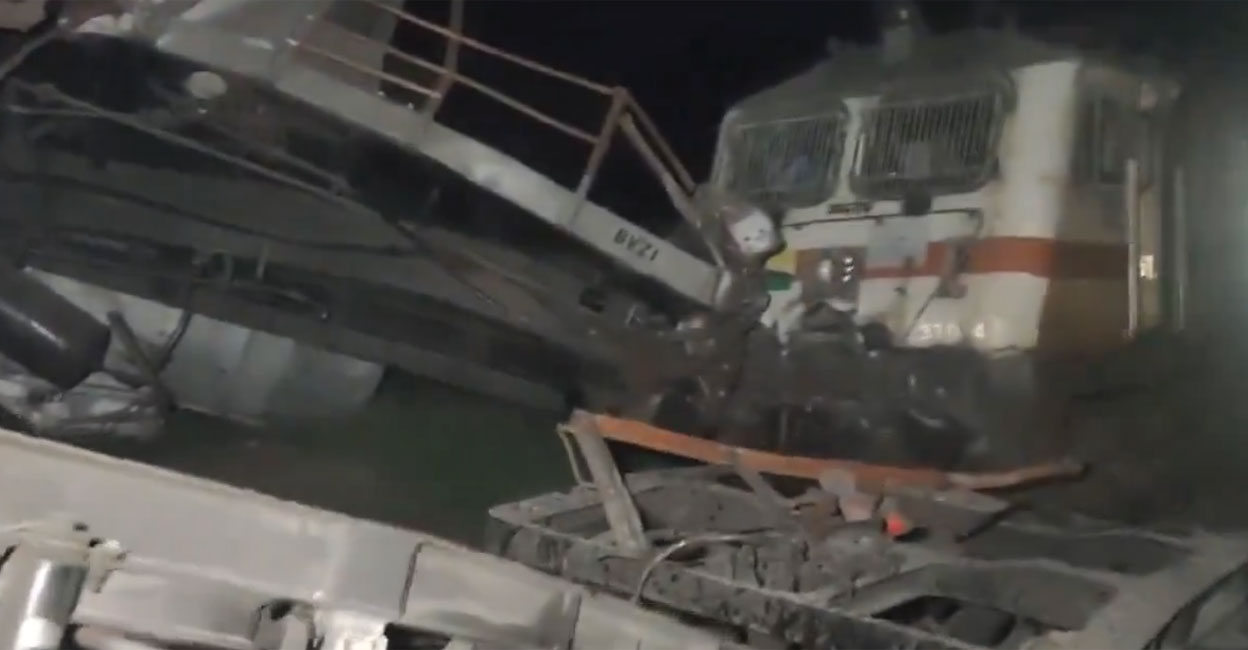 A screengrab from video showing the aftermath of the collision. 