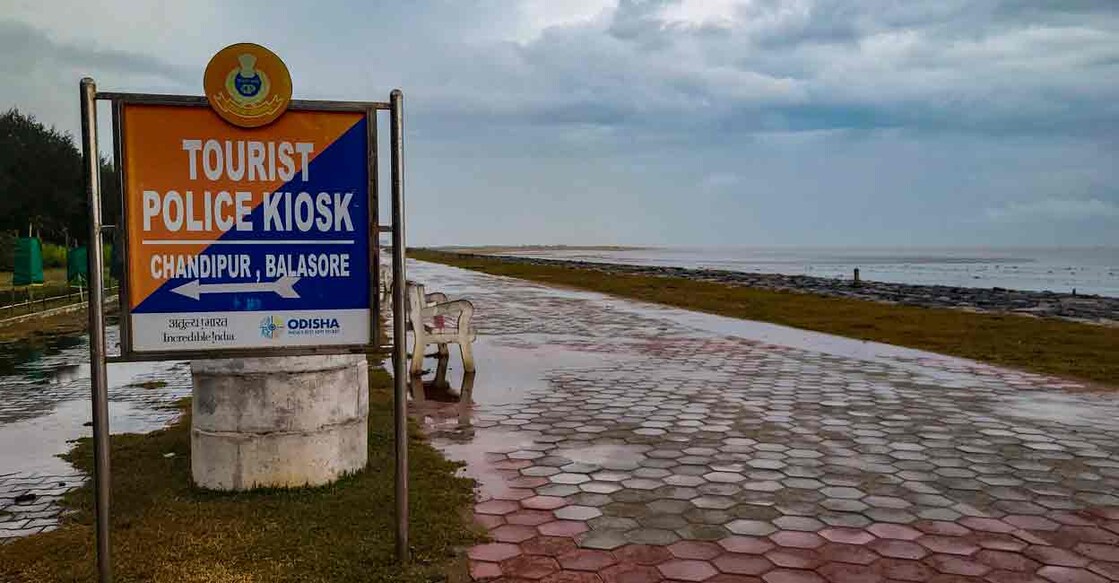 A deserted Chandipur beach in view of cyclone 'Dana', which is expected to make landfall in Odisha, in Balasore, Odisha, Wednesday, Oct 23, 2024. Photo: PTI