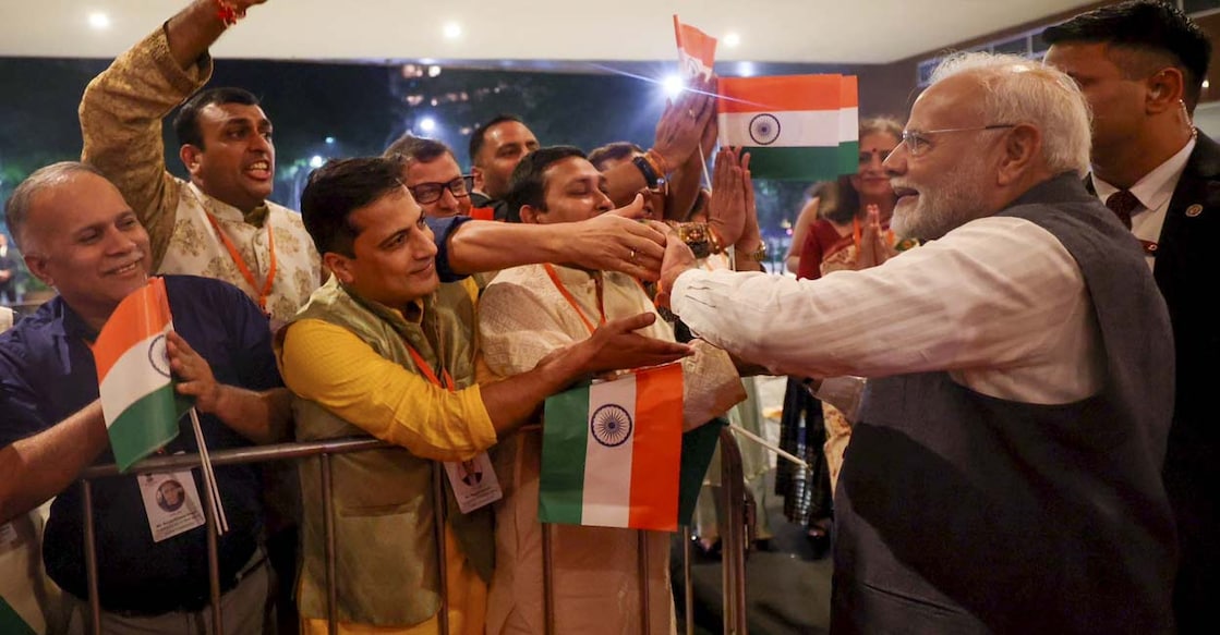 Prime Minister Narendra Modi receives a warm welcome from the Indian community upon arriving in Rio de Janeiro. Photo: PTI