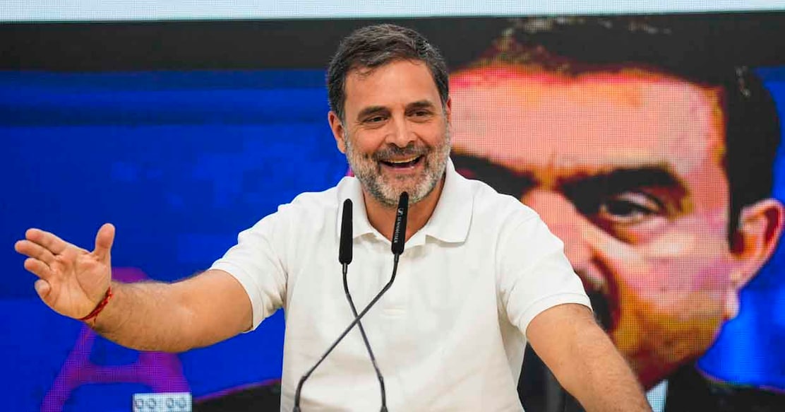 New Delhi: Leader of Opposition in Lok Sabha and Congress leader Rahul Gandhi addresses a press conference at the AICC headquarters, in New Delhi, Thursday, Nov. 21, 2024. Gandhi on Thursday demanded immediate arrest of industrialist Gautam Adani after the billionaire industrialist was charged in the US for alleged bribery and fraud. (PTI Photo/Manvender Vashist Lav) (PTI11_21_2024_000119B)