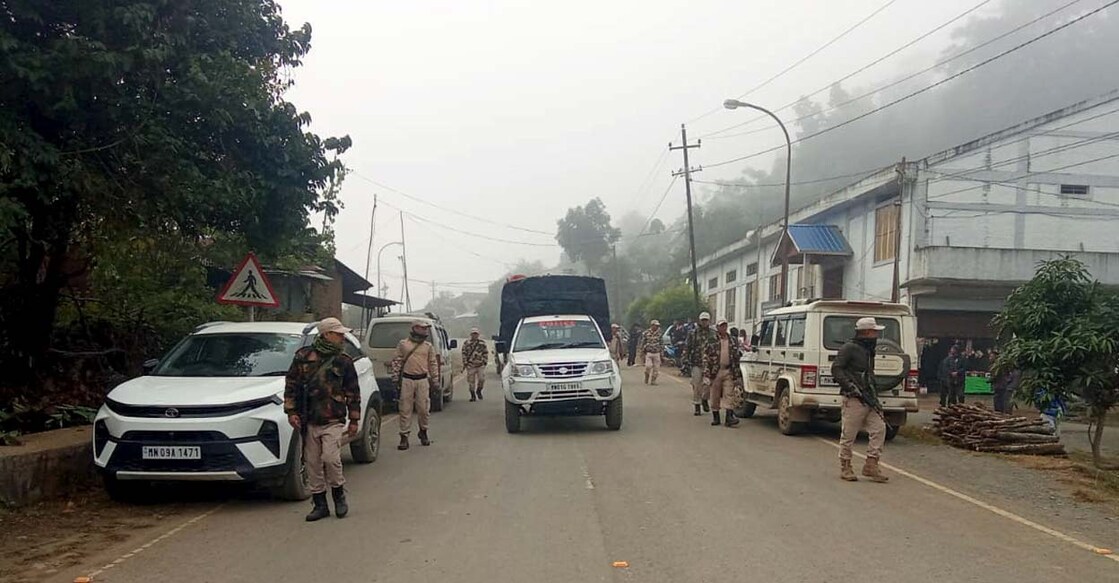 manipur-meeting Police and security personnel in Manipur. Photo: PTI
