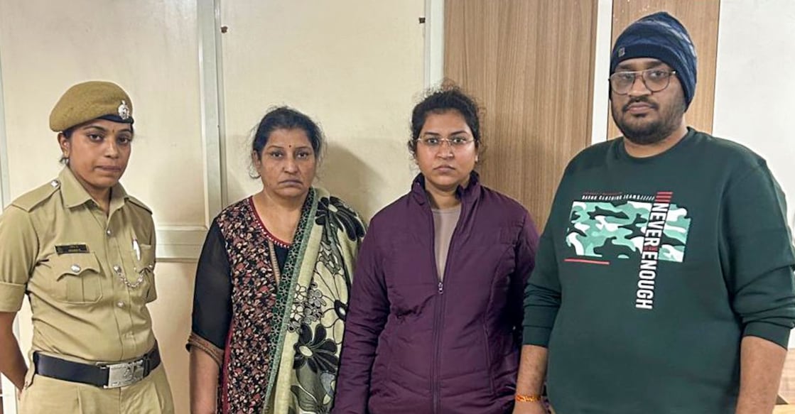 atul-subhash-suicide.jpg Nikita Singhania, wife of Atul Subhash, a senior tech executive who committed suicide recently, her mother Nisha Singhania and brother Anurag Singhania after their arrest by the police. Photo: PTI