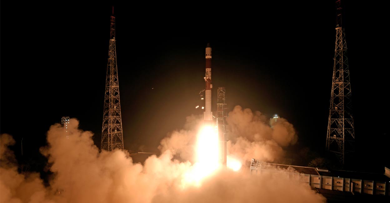 ISRO's PSLV-C60 carrying SpaDeX and its payloads, lifts off from the first launch pad at Satish Dhawan Space Centre, in Sriharikota, Andhra Pradesh, Monday, Dec. 30, 2024. Photo: PTI. 