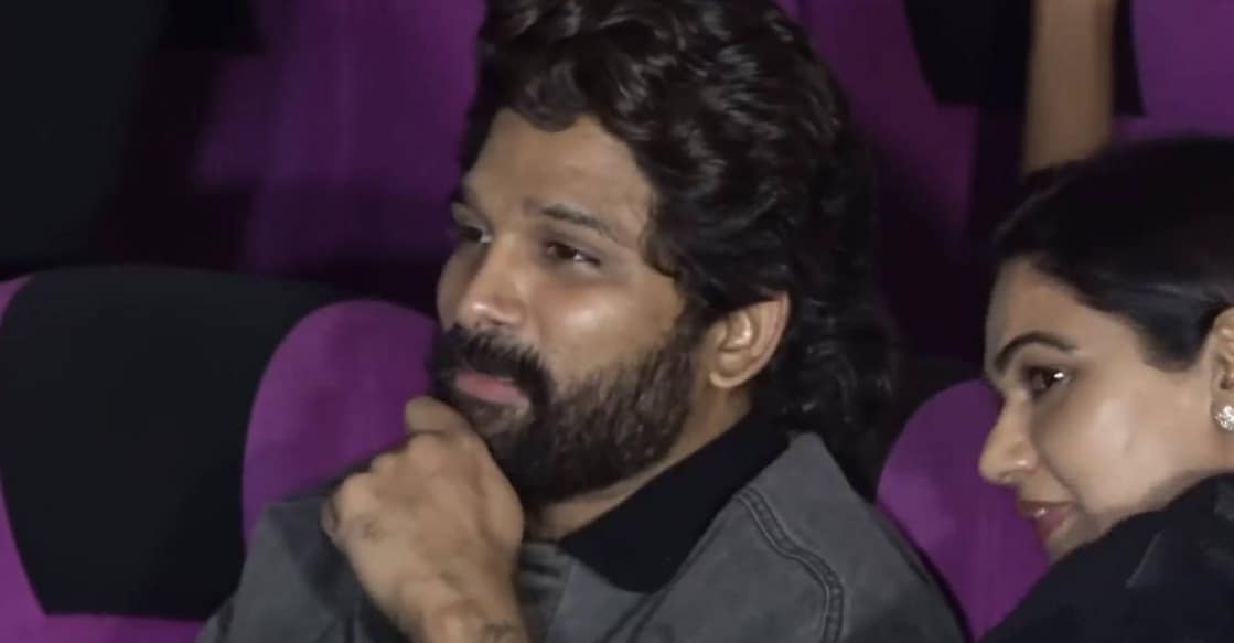 Allu Arjun during the premiere show of his film 'Pushpa 2', in Hyderabad, Wednesday night. Photo: PTI