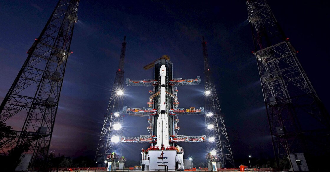 ISRO's latest meteorological satellite INSAT-3DS all set for lift-off at 5.3 pm on February 17 from the spaceport of Sriharikota, Andhra Pradesh. Photo: PTI. 