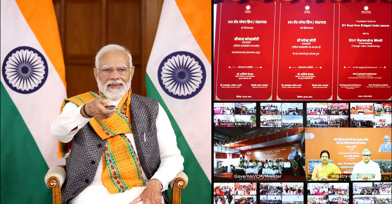 Prime Minister Narendra Modi during foundation stone laying, inauguration and dedication to the Nation around 2000 railway infrastructure projects worth more than Rs. 41,000 crores via video conferencing. Photo: PTI. 