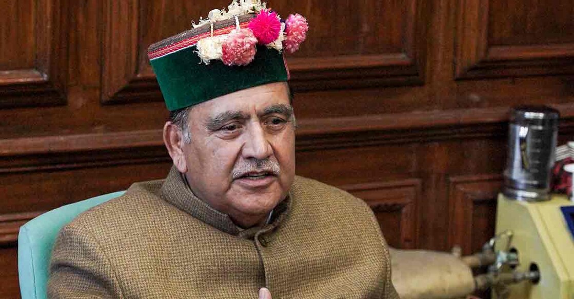 Himachal Pradesh Assembly Speaker Kuldeep Singh Pathania addresses a press conference regarding the disqualification of six Congress MLAs for defying their party whip on voting, during the Budget session, in Shimla. Photo: PTI