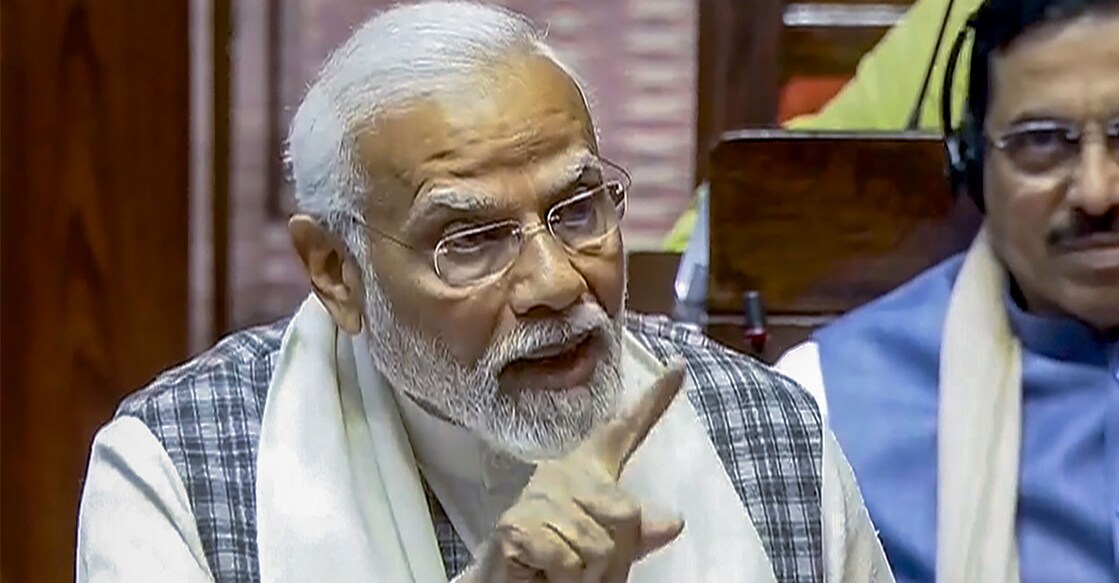 pm-modi-rajya-sabha-ls Prime Minister Narendra Modi speaks in the Rajya Sabha during the Budget session of Parliament, in New Delhi. Photo: PTI.