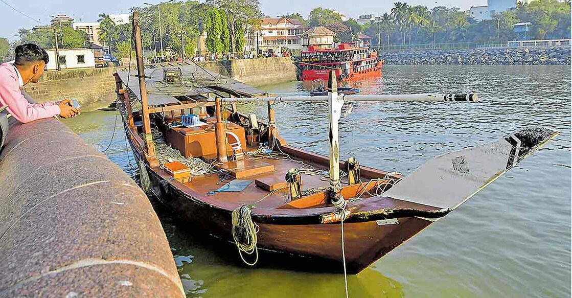 The  Kuwaiti vessel used by the three men for entering India. Photo: PTI