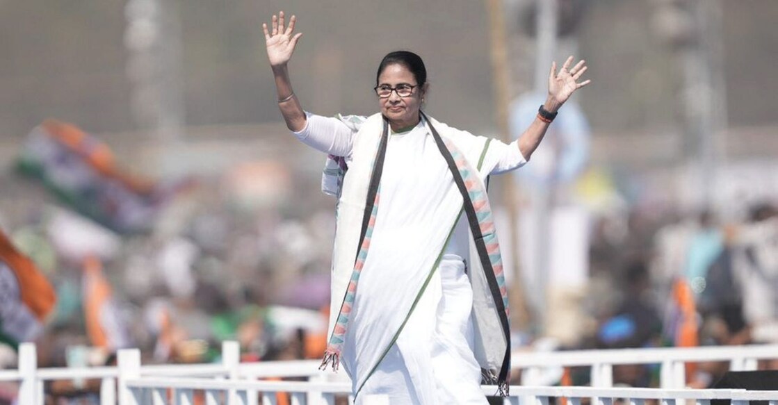 TMC chief and West Bengal Chief Minister Mamata Banerjee during a rally, ahead of the Lok Sabha elections, in Kolkata, Sunday, March 10, 2024. Photo: PTI