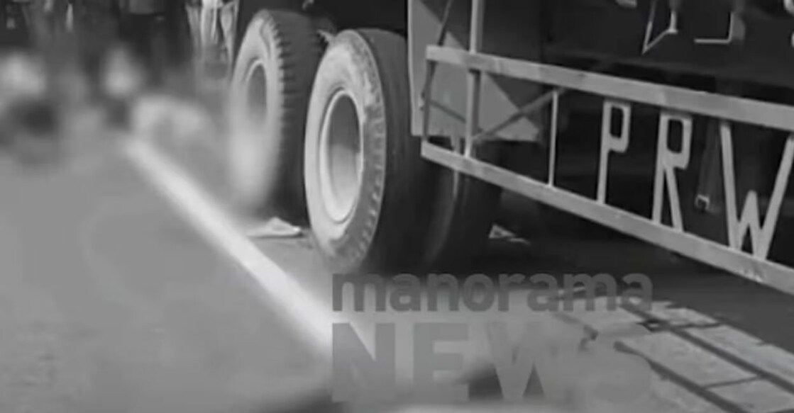 The site where the lorry ran over the four students in Chengalpattu. Photo: Manorama News