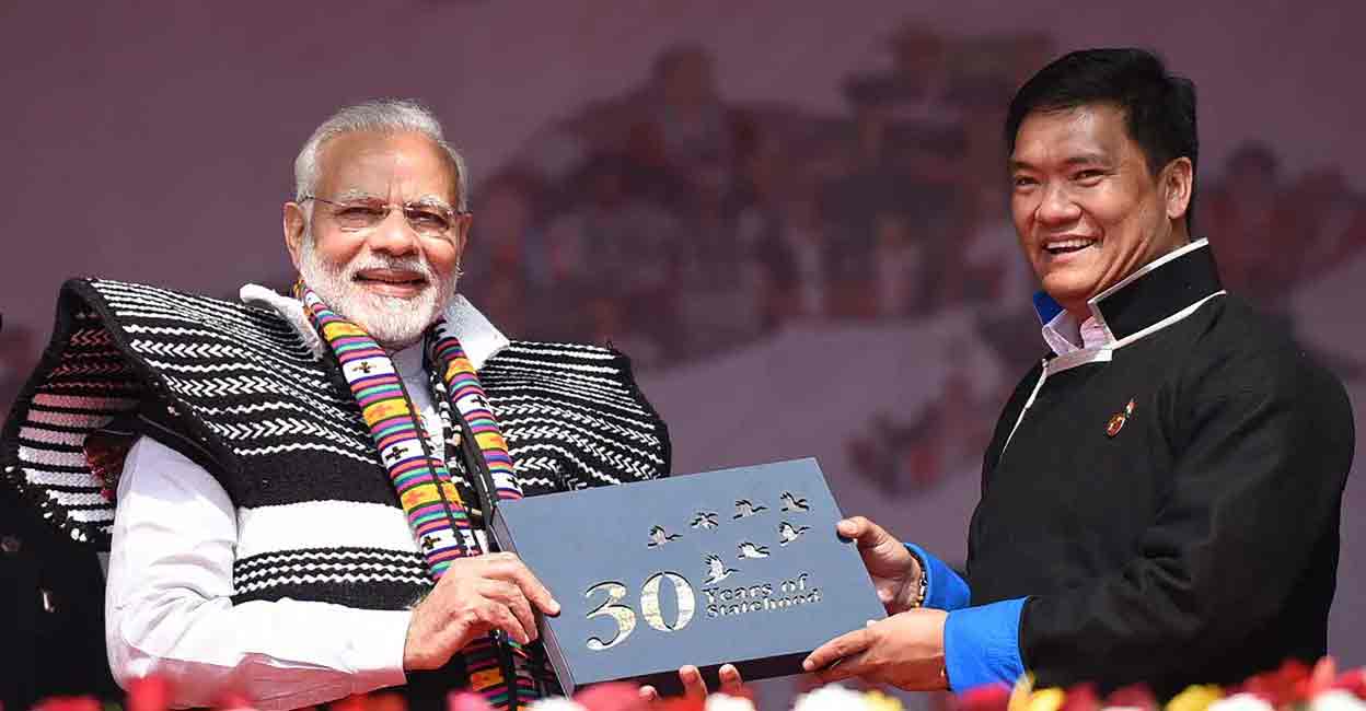 modii-pema-arunachal Prime Minister Narendra Modi with Pema Khandu. Photo credit: PIB/AFP