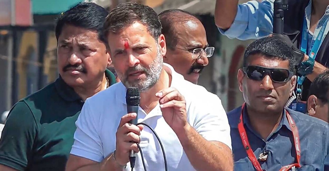 **EDS: SCREENSHOT VIA @INCIndia** Dondaicha: Congress leader Rahul Gandhi speaks during the 'Bharat Jodo Nyay Yatra', in Dondaicha, Maharashtra, Wednesday, March 13, 2024. (PTI Photo) (PTI03_13_2024_000048B)