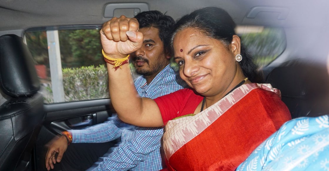 BRS leader K Kavitha being taken to the ED office after she was produced before the Rouse Avenue Court in connection with the Delhi excise policy-linked money laundering case, in New Delhi, Friday, March 15, 2024. Photo: PTI