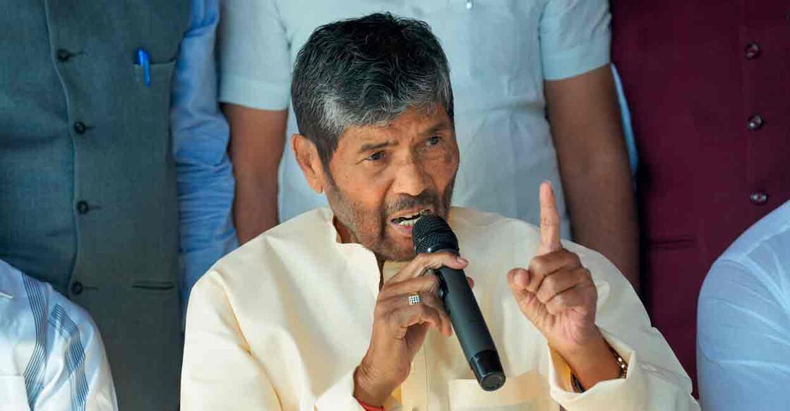 Union Minister and Rashtriya Lok Janshakti Party chief Pashupati Kumar Paras addresses a press conference at his residence, in New Delhi, Friday, March 15, 2024. File Photo: PTI