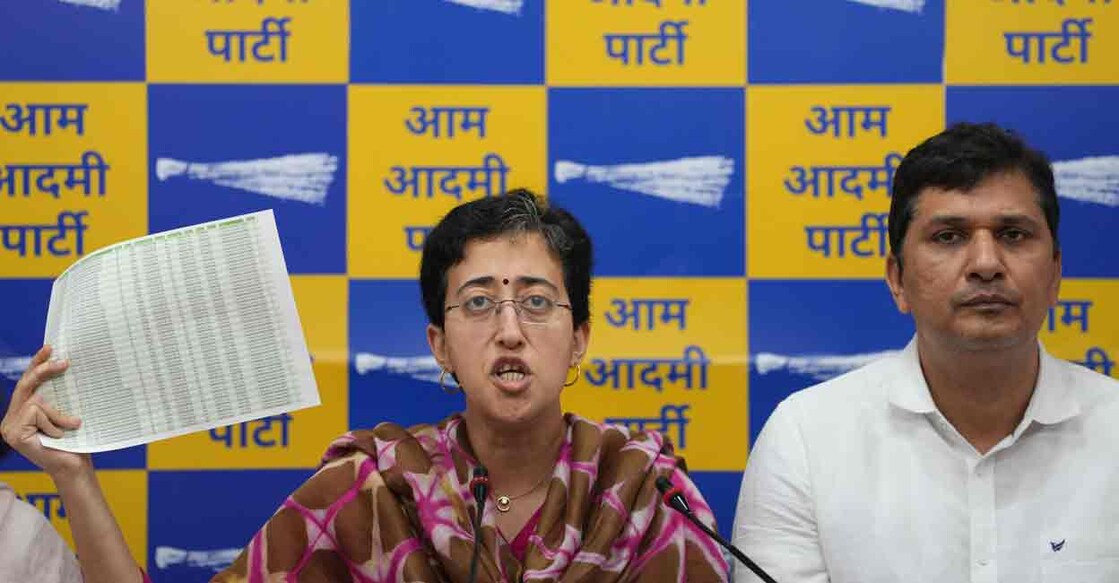Delhi Minister and AAP leader Atishi Singh speaks during a press conference, in New Delhi, Saturday, March 23, 2024. Photo: PTI Photo/Ravi Choudhary