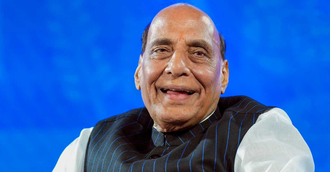 PTI03_28_2024_000016A Defence Minister Rajnath Singh at an event in New Delhi on March 28, 2024. Photo: PTI