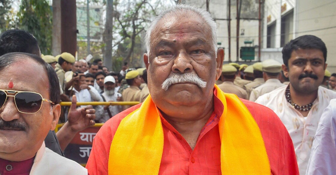 In this photograph from March 26, 2024, BJP candidate Kunwar Sarvesh Singh arrives to file his nomination papers for the Lok Sabha elections in Moradabad. File photo: PTI