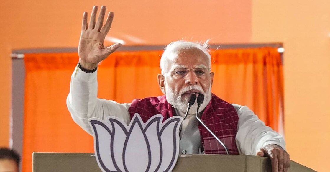 Prime Minister Narendra Modi addresses a public meeting. Photo: PTI