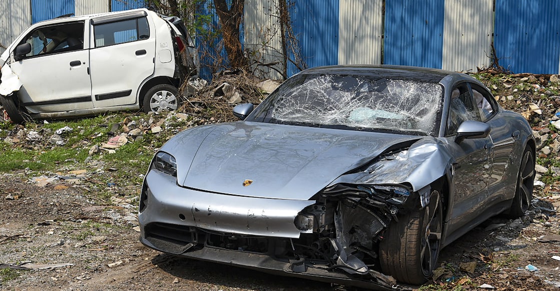The Porsche car driven by the 17-year-old fatally knocked down two motorbike-borne software engineers. Photo: PTI.