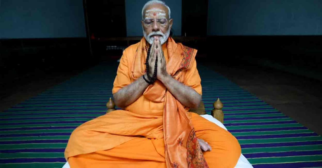 Prime Minister Narendra Modi at Vivekananda Rock Memorial in Kanyakumari. Photo: X