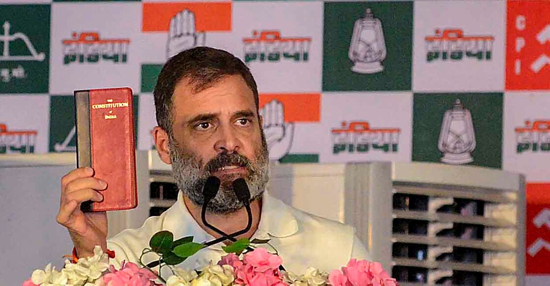 West Singhbhum: Congress leader Rahul Gandhi addresses a public meeting for Lok Sabha elections, in Chaibasa, West Singhbhum district of Jharkhand, Tuesday, May 7, 2024. (PTI Photo)(PTI05_07_2024_000305B)