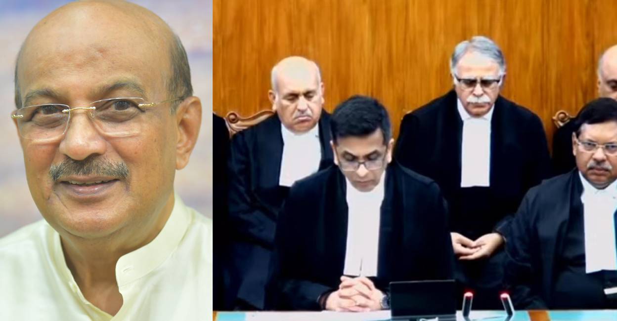 KP Dandapani (left), SC judges pay homage (right). Photo: Special Arrangement