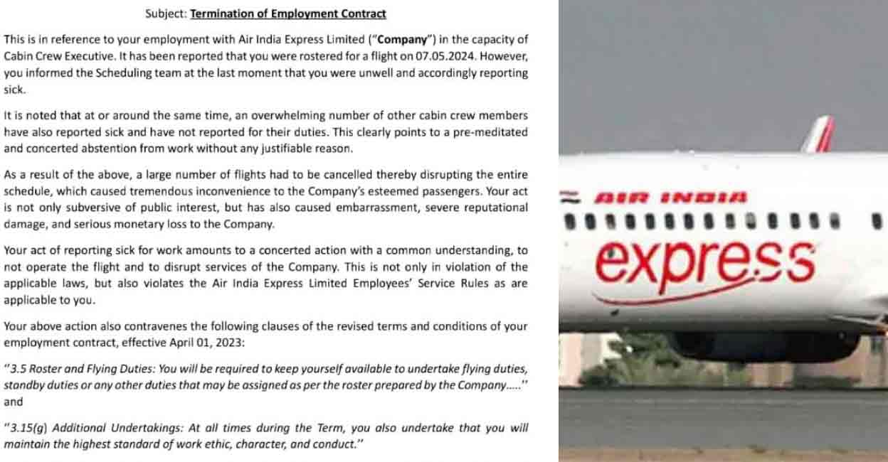 AI Express terminates 25 employees who called in sick, asks others to report for duty by 4pm today