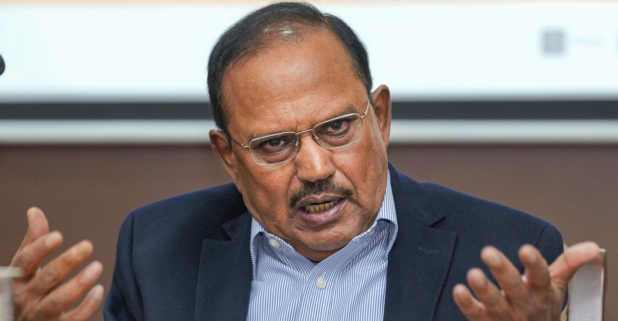National Security Adviser (NSA) Ajit Doval addresses during the release of a 11-volume book series 'History of Ancient India', at the Vivekanand International Foundation in New Delhi. Photo: PTI