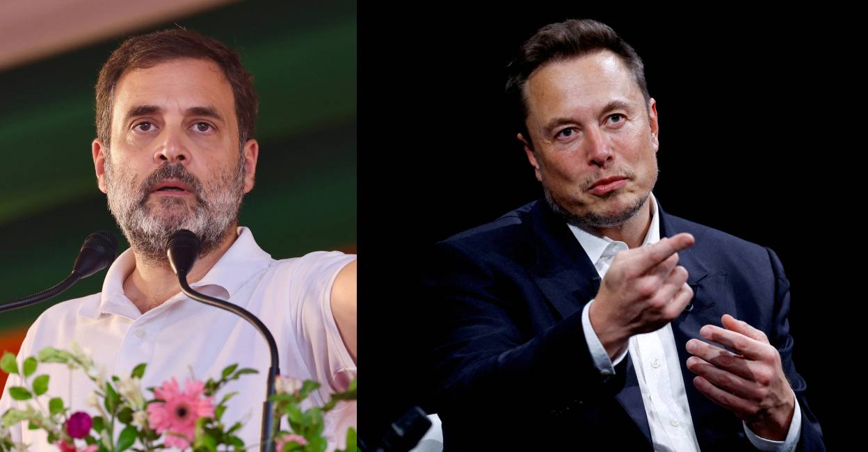 Rahul Gandhi and Elon Musk. Photo: PTI, Reuters
