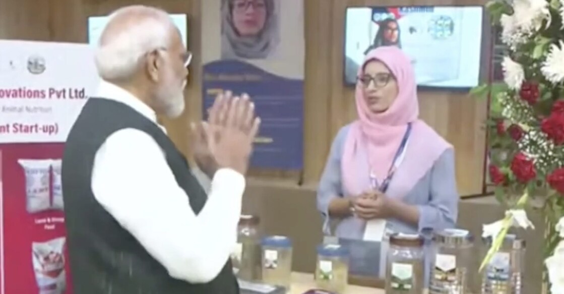 Prime Minister Narendra Modi during an event in Srinagar on Thursday. Photo: PTI