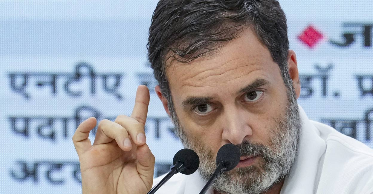 Congress MP Rahul Gandhi during a press conference at AICC HQ, in New Delhi, Thursday, June 20, 2024. Photo: PTI. 
